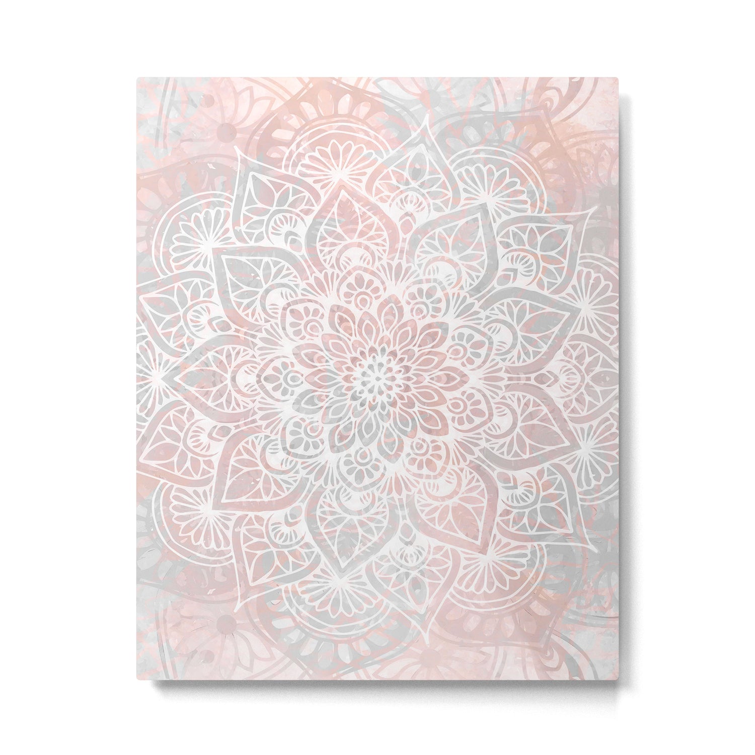 Mandala, Yoga, Love, Coral and Gray, Wall Art Boho Metal Print Gallery Image 6