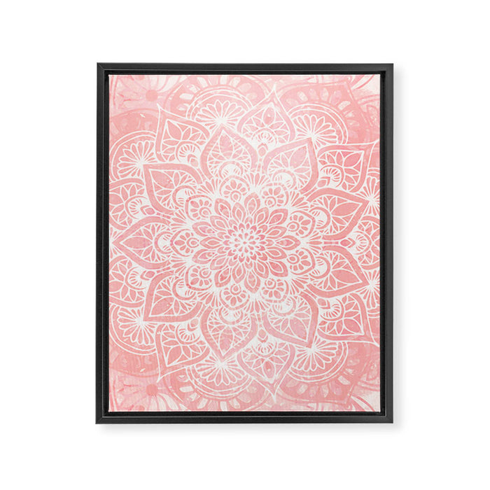 Mandala, Yoga Love, Coral, Wall Art Boho Framed Canvas Print Gallery Image 1