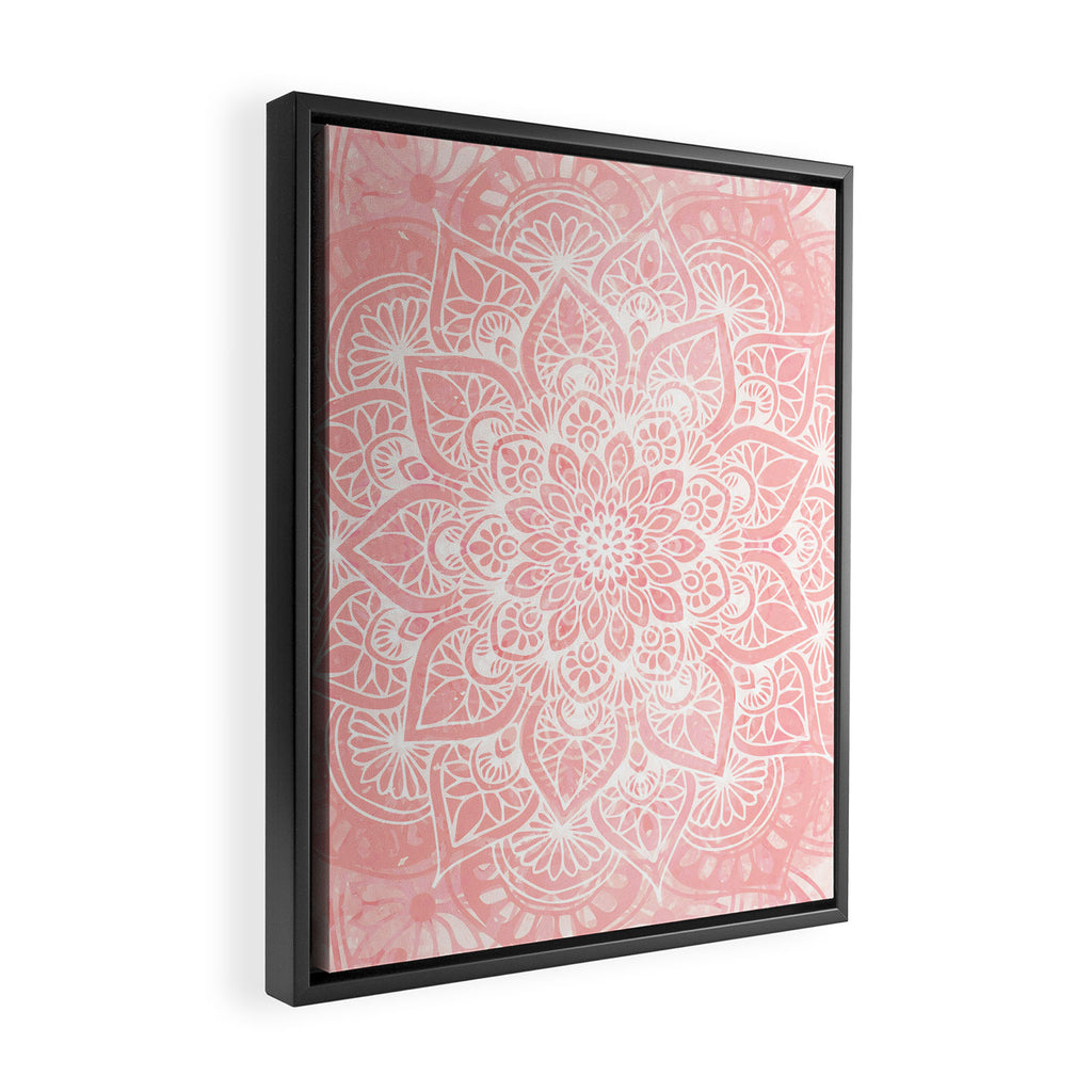 Mandala, Yoga Love, Coral, Wall Art Boho Framed Canvas Print Gallery Image 2