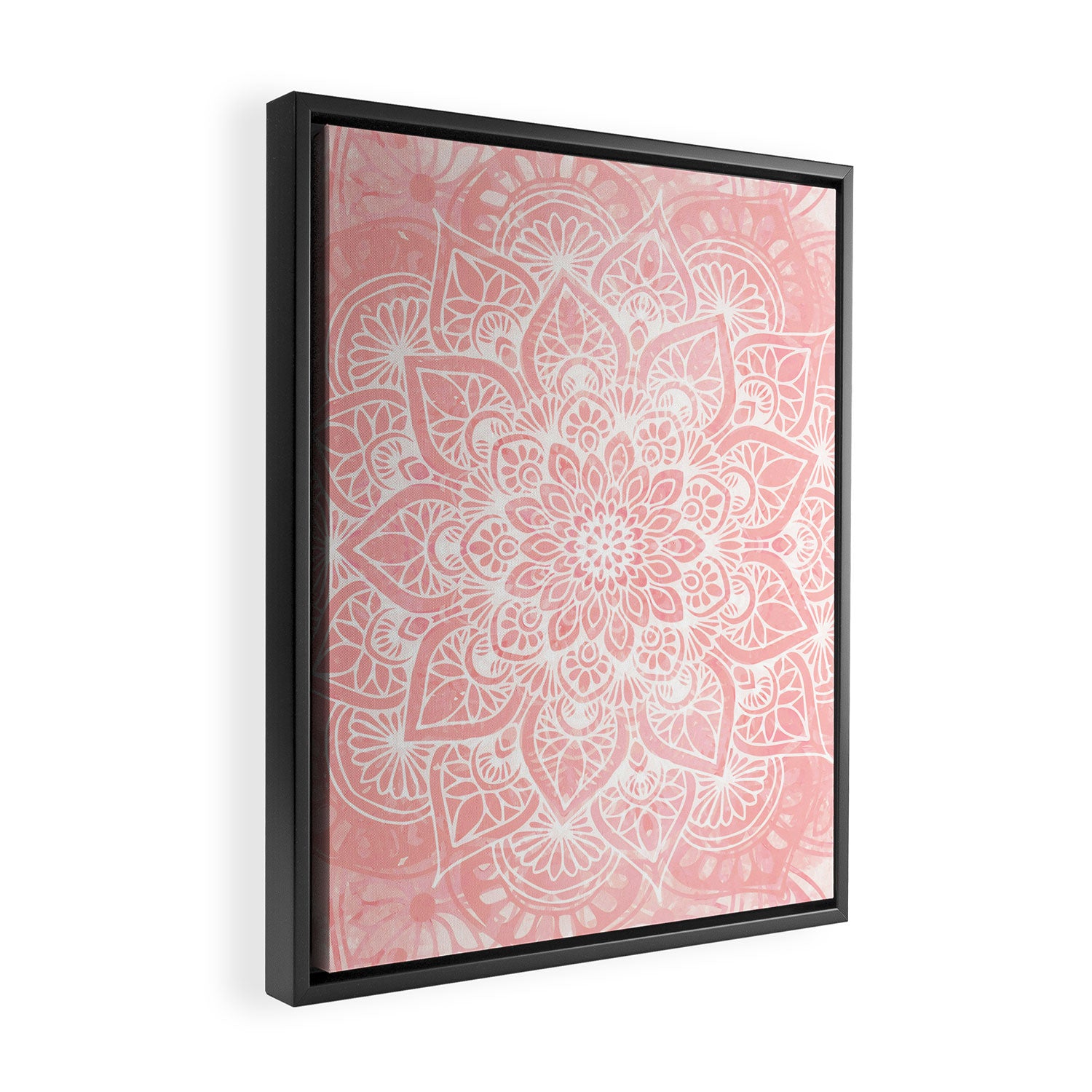 Mandala, Yoga Love, Coral, Wall Art Boho Framed Canvas Print Gallery Image 2