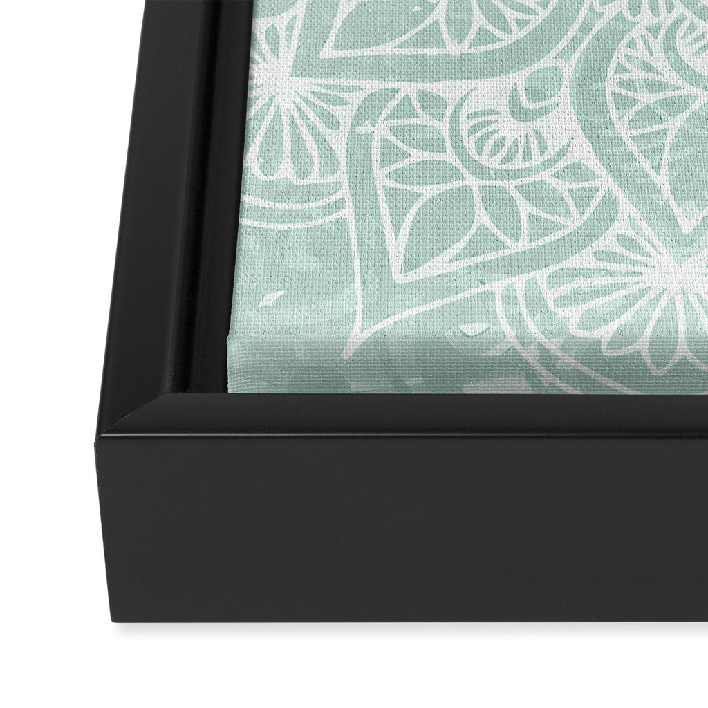Mandala, Yoga, Love, Flower of Life, Teal Green Framed Canvas Print Gallery Image 3