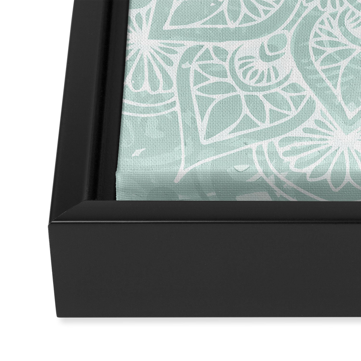 Mandala, Yoga, Love, Flower of Life, Teal Green Framed Canvas Print Gallery Image 3