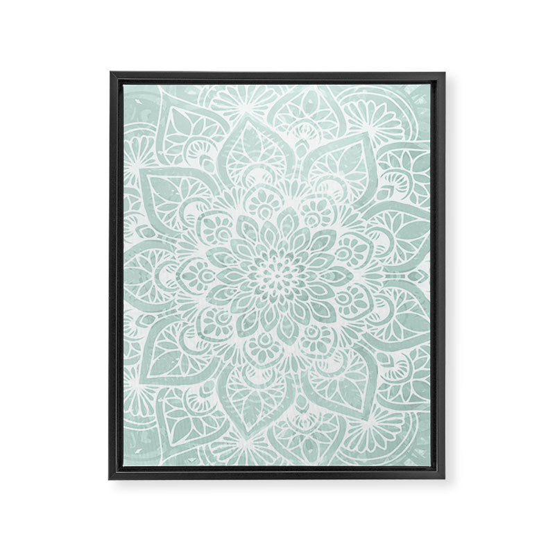 Mandala, Yoga, Love, Flower of Life, Teal Green Framed Canvas Print Gallery Image 8