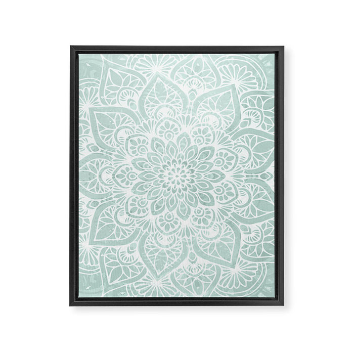 Mandala, Yoga, Love, Flower of Life, Teal Green Framed Canvas Print Gallery Image 1