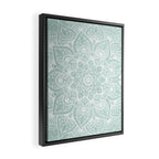 Mandala, Yoga, Love, Flower of Life, Teal Green Framed Canvas Print Gallery Image 2