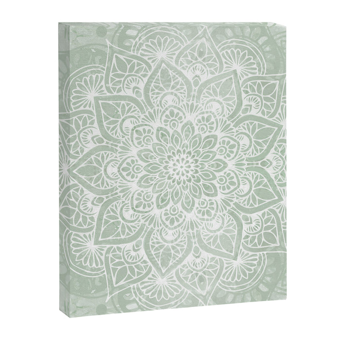 Mandala, Yoga Love, Sage Green, Boho Print Canvas Print Gallery Image 1