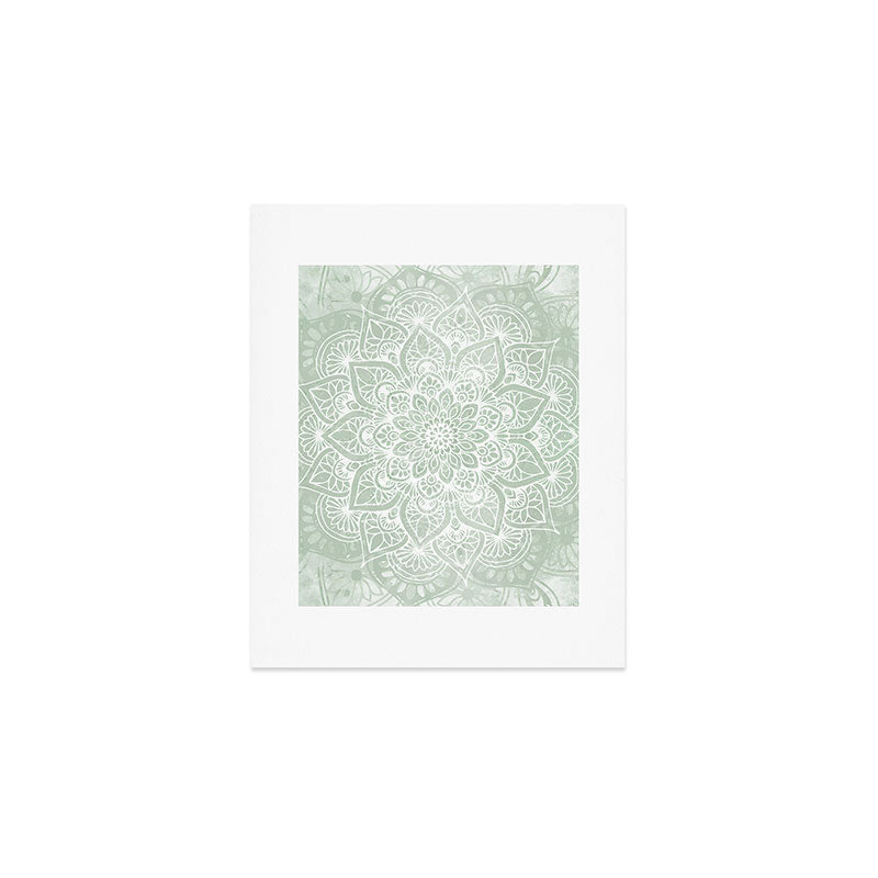 Mandala, Yoga Love, Sage Green, Boho Print Art Print Gallery Image 1