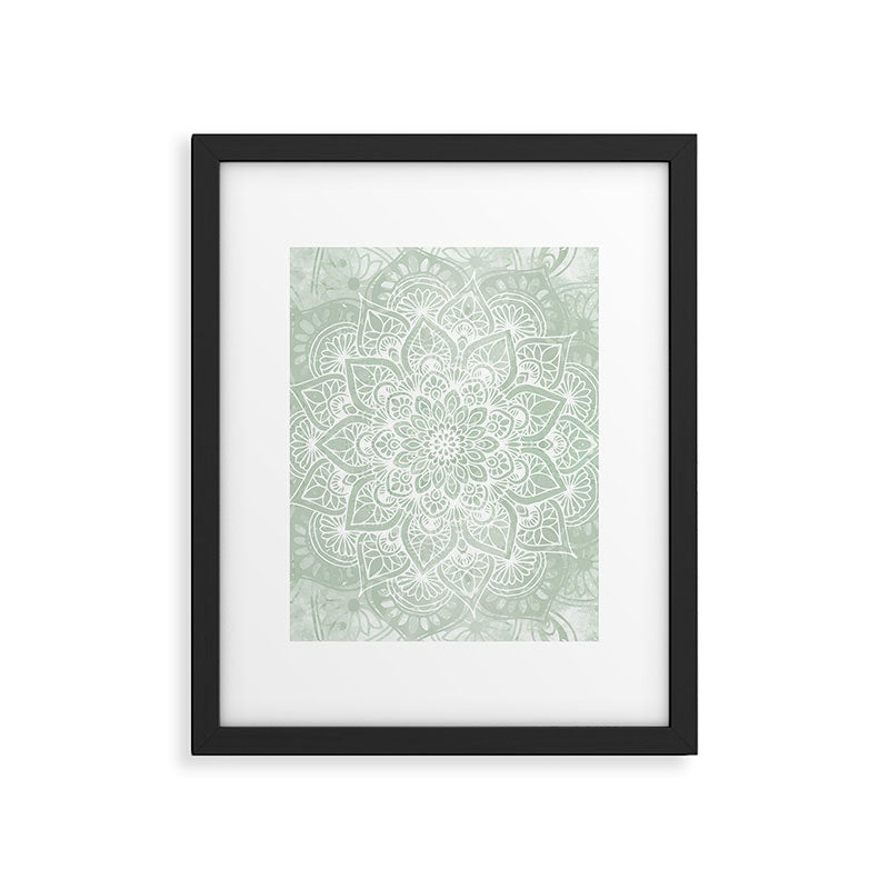 Mandala, Yoga Love, Sage Green, Boho Print Framed Art Print Gallery Image 4