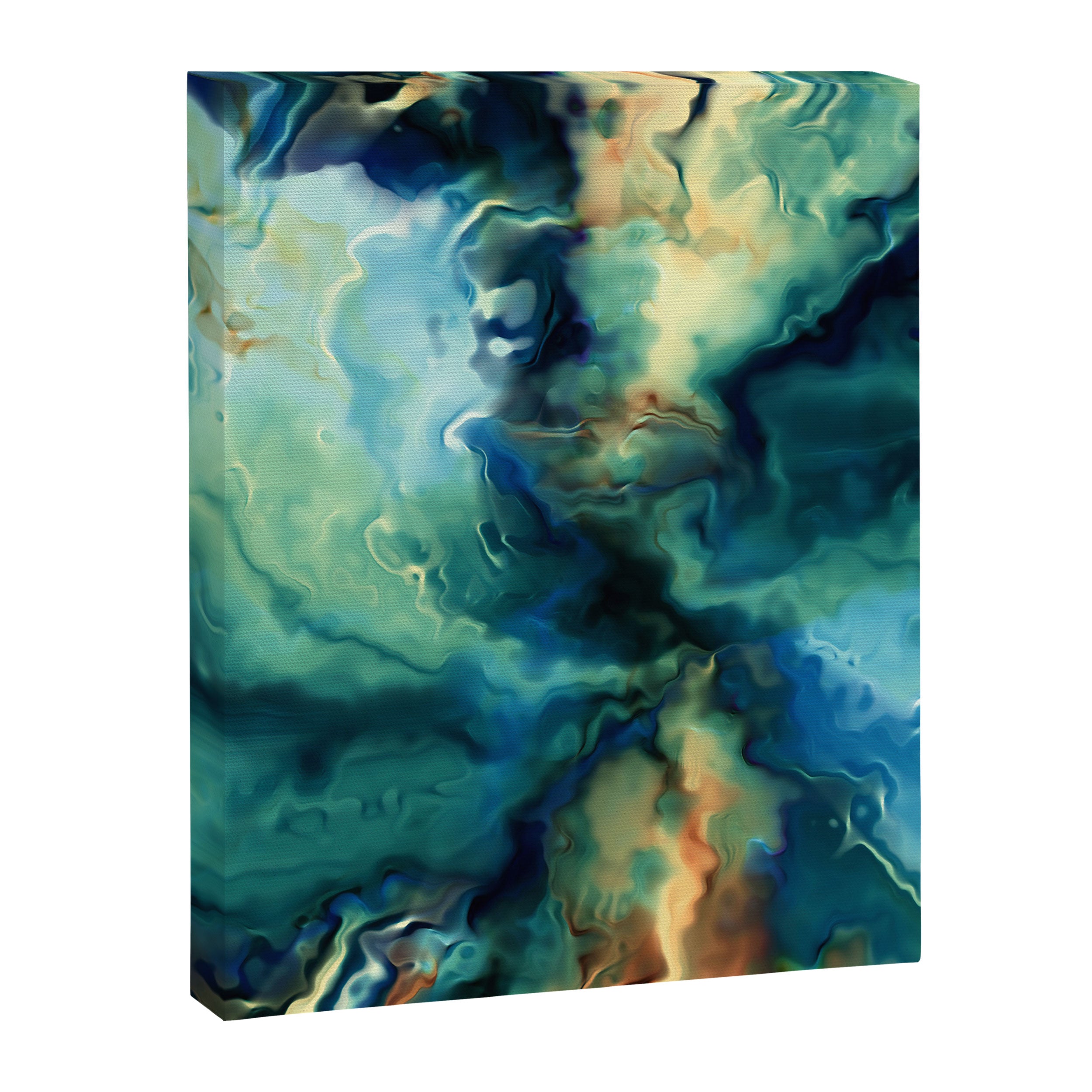 Marbled Ocean Abstract, Navy, Blue, Teal, Green Canvas Print Gallery Image 8