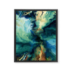 Marbled Ocean Abstract, Navy, Blue, Teal, Green Framed Canvas Print Gallery Image 8