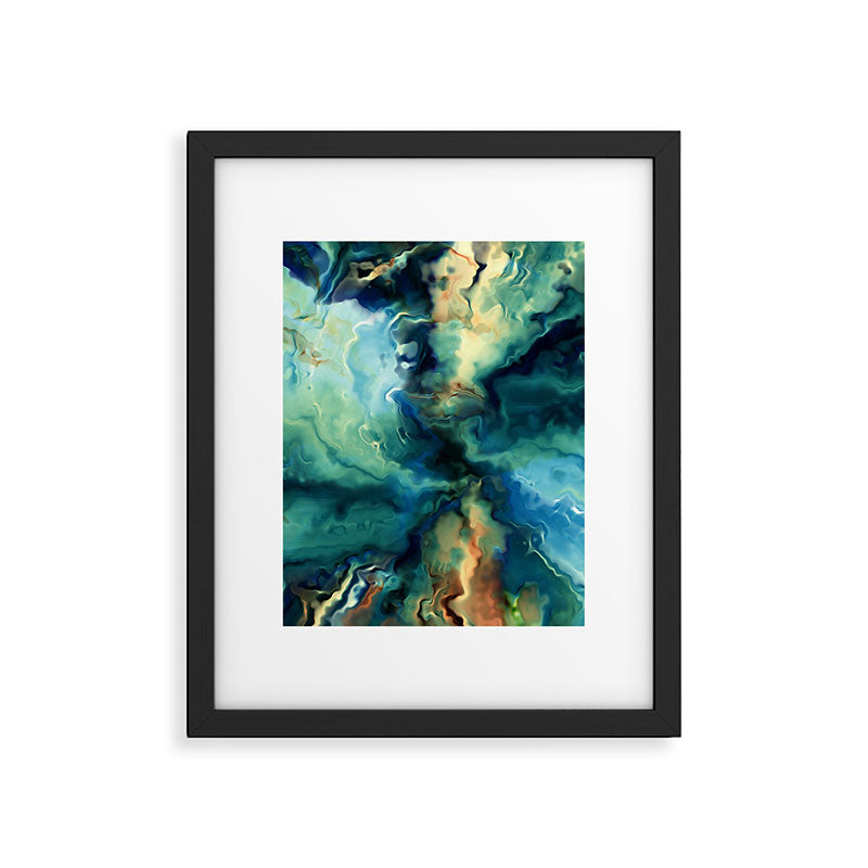 Marbled Ocean Abstract, Navy, Blue, Teal, Green Framed Art Print Gallery Image 4