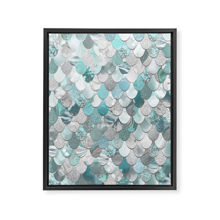 Mermaid Aqua and Grey Framed Canvas Print Gallery Image 1