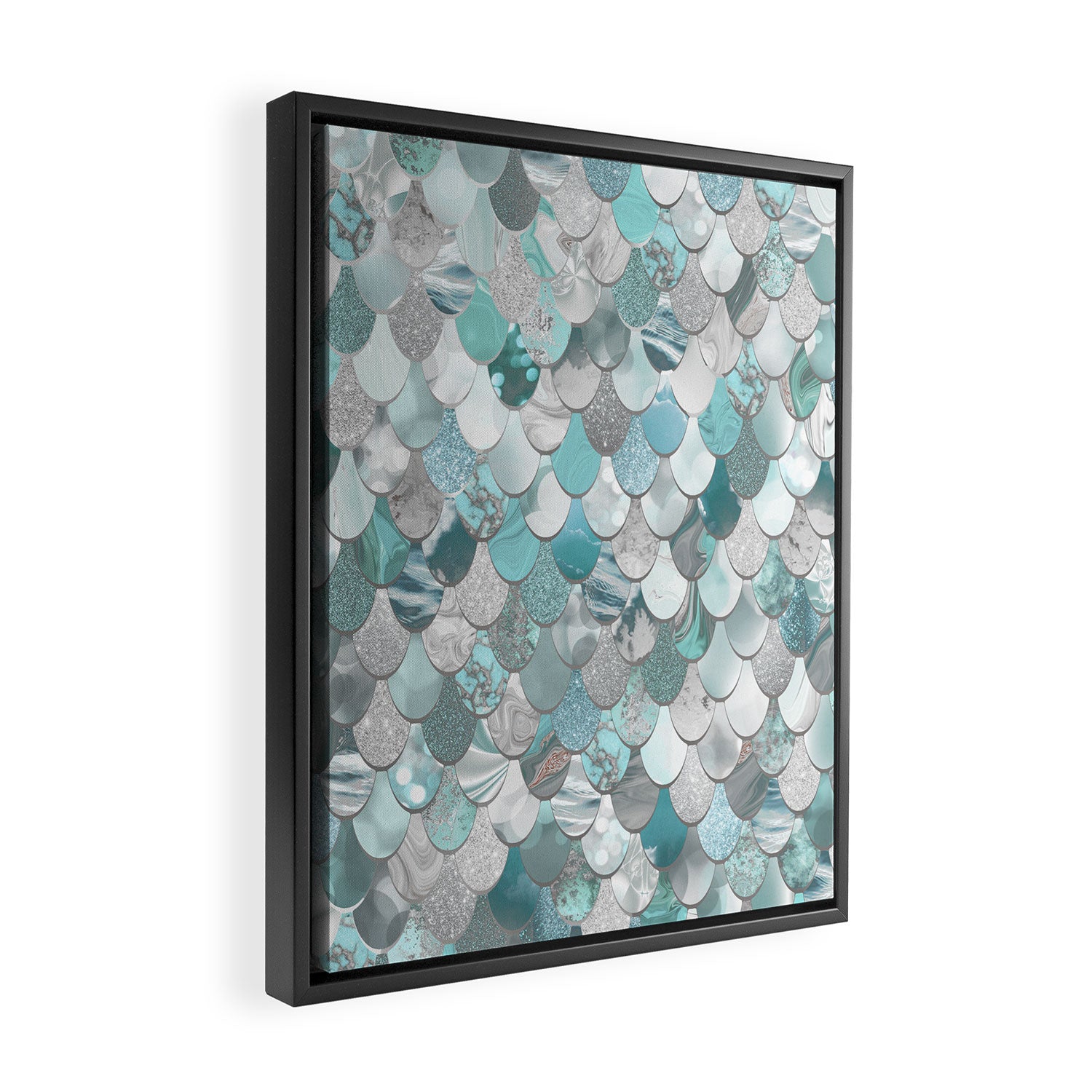 Mermaid Aqua and Grey Framed Canvas Print Gallery Image 2