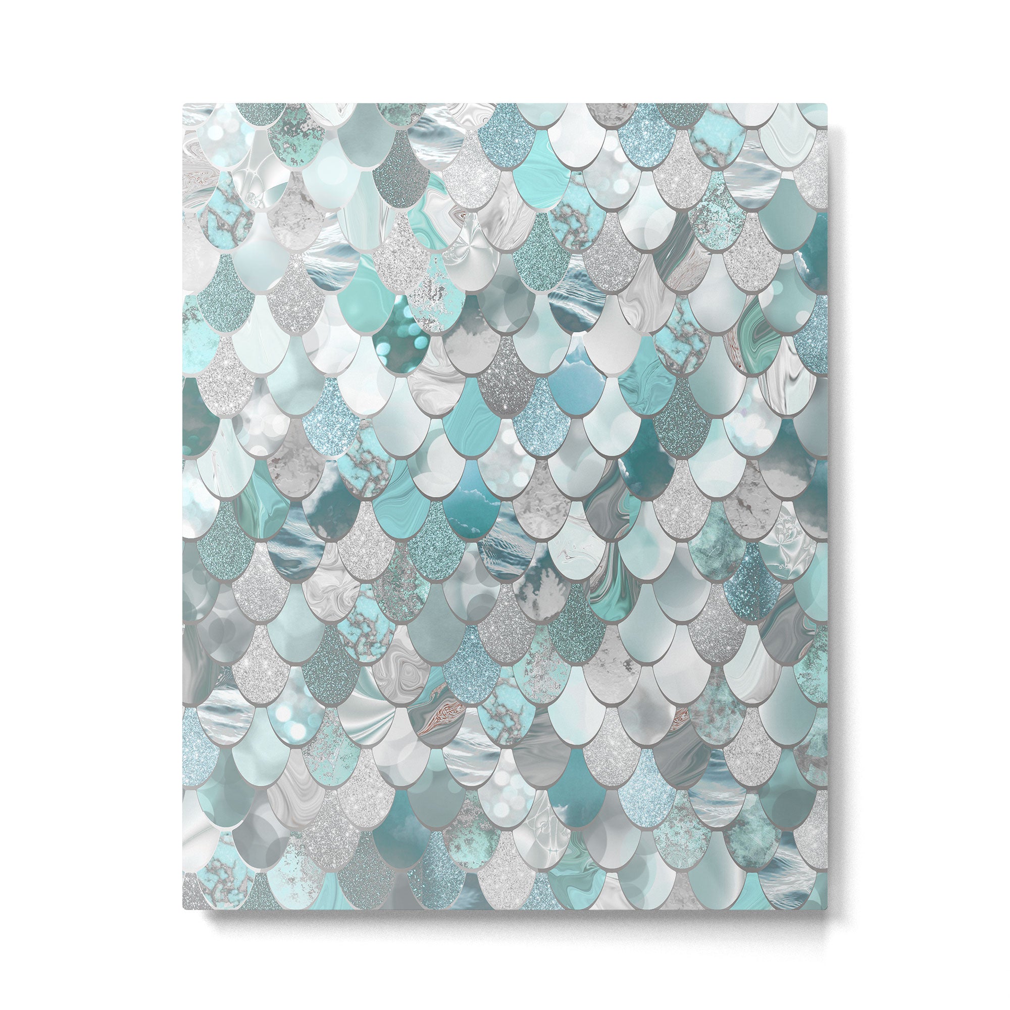 Mermaid Aqua and Grey Metal Print Gallery Image 6