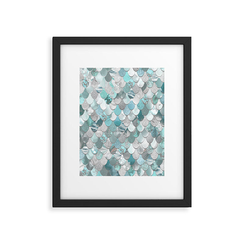 Mermaid Aqua and Grey Framed Art Print Gallery Image 6
