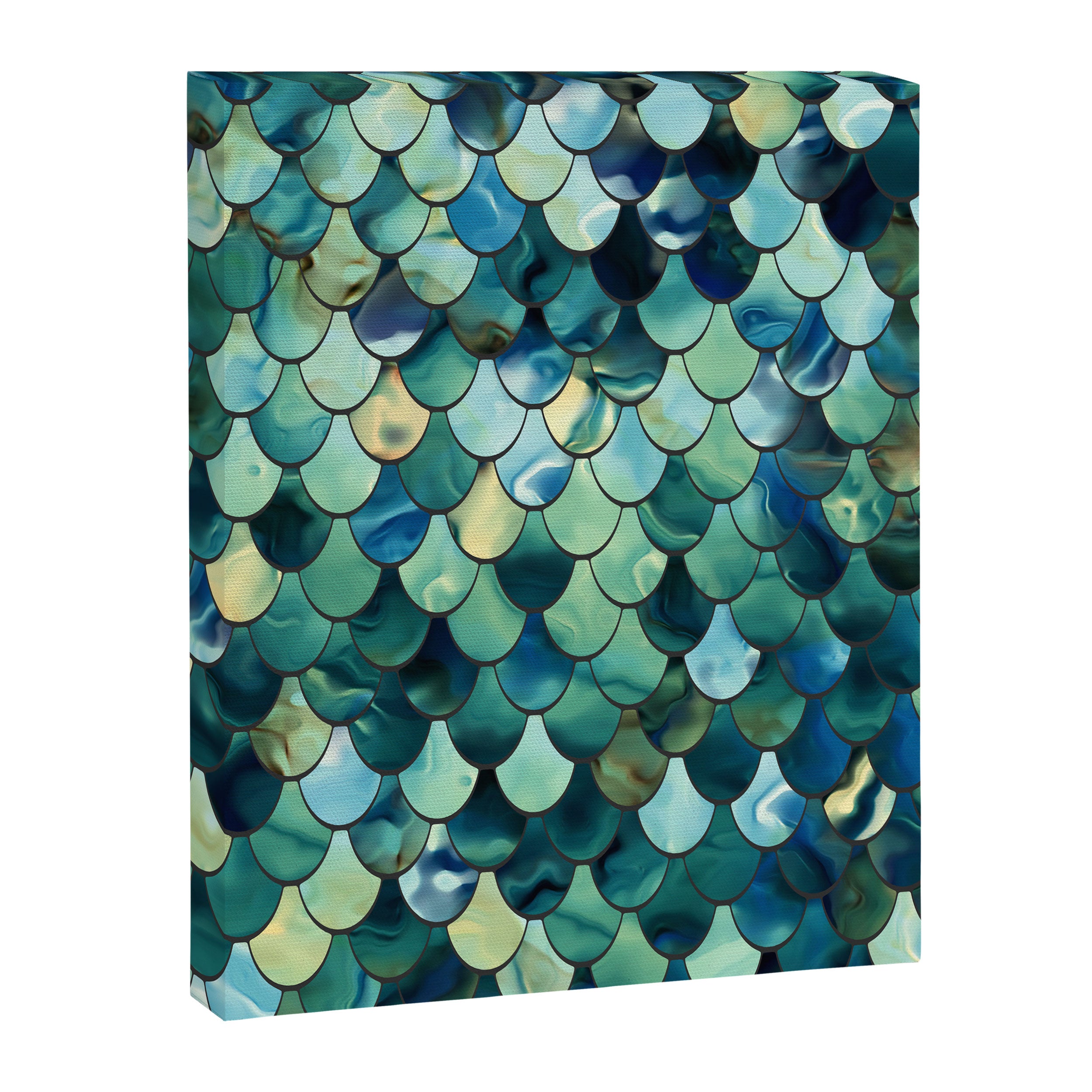 Mermaid Art, Sea Green, Ocean Blue Canvas Print Gallery Image 8