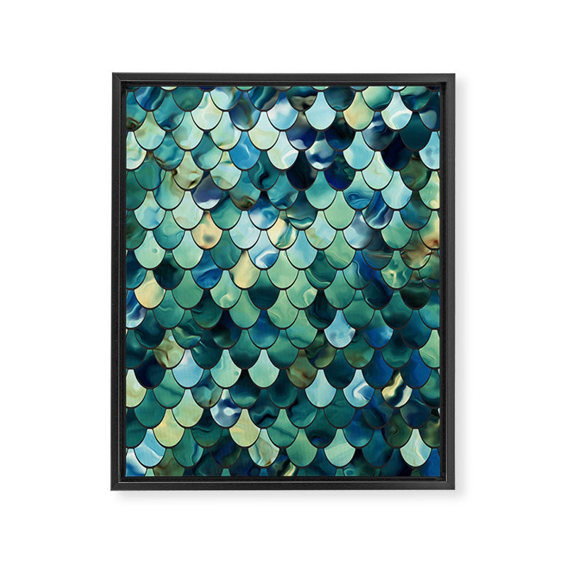 Mermaid Art, Sea Green, Ocean Blue Framed Canvas Print Gallery Image 8