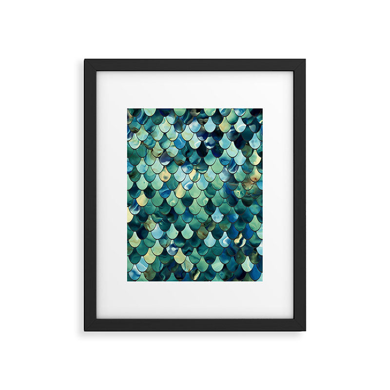 Mermaid Art, Sea Green, Ocean Blue Framed Art Print Gallery Image 6