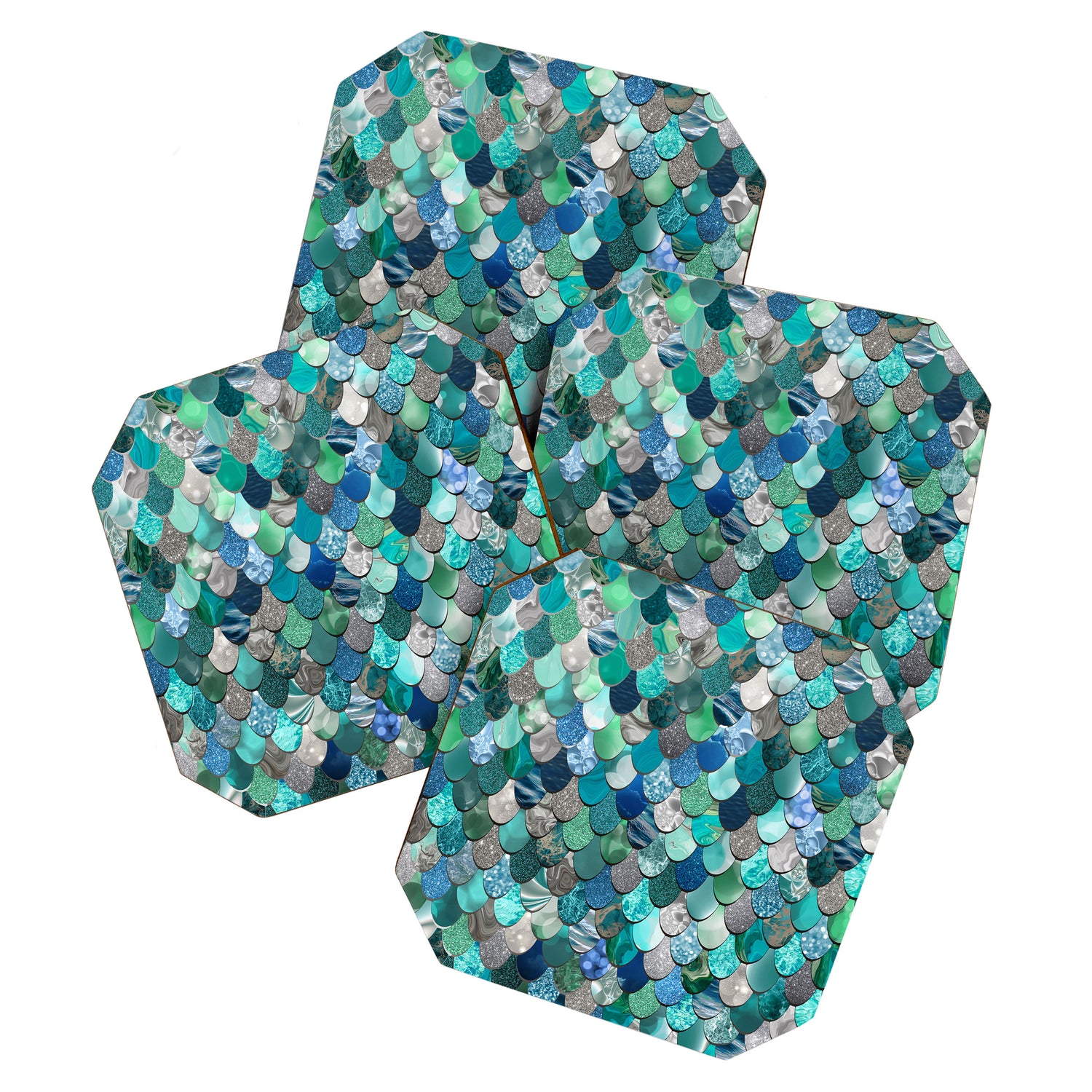 Mermaid Art, Sea,Teal, Mint, Aqua, Blue Coaster Gallery Image 1