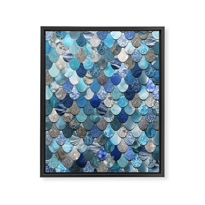 Mermaid Ocean Blue Pattern Framed Canvas Print Gallery Image 8