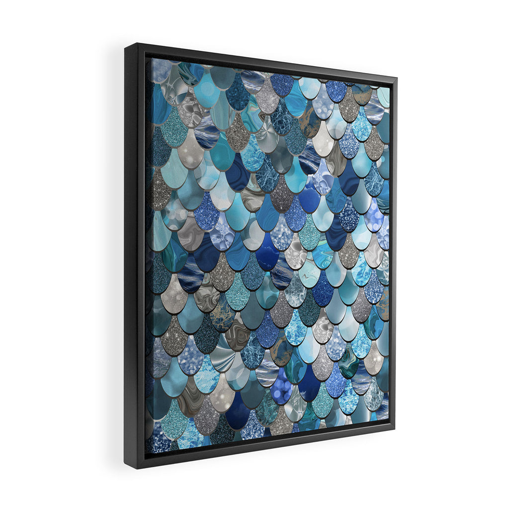 Mermaid Ocean Blue Pattern Framed Canvas Print Gallery Image 2