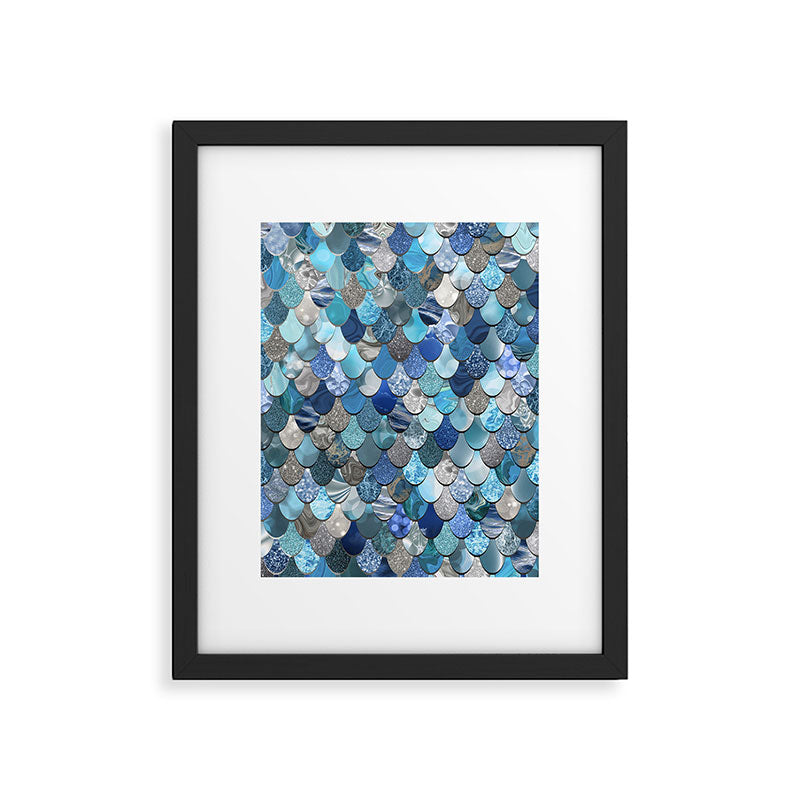 Mermaid Ocean Blue Pattern Framed Art Print Gallery Image 4