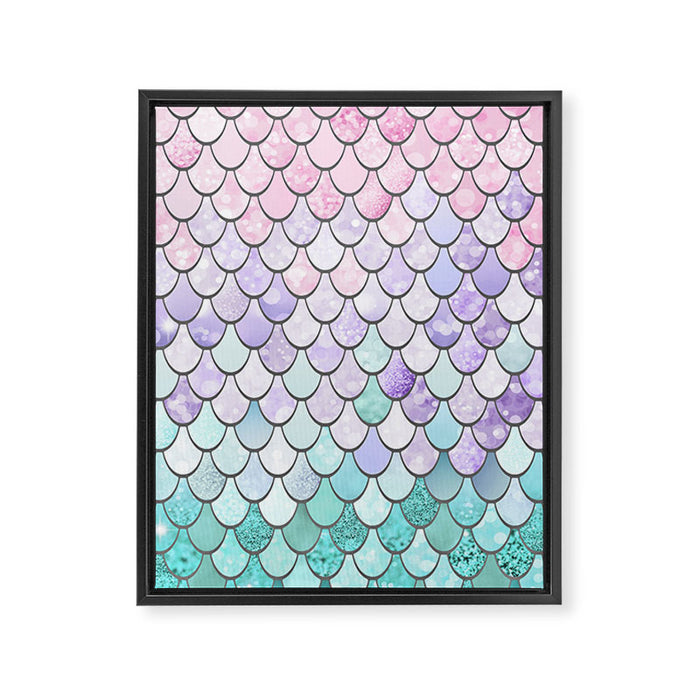 Mermaid Pastel Pink Purple Aqua Teal Framed Canvas Print Gallery Image 1