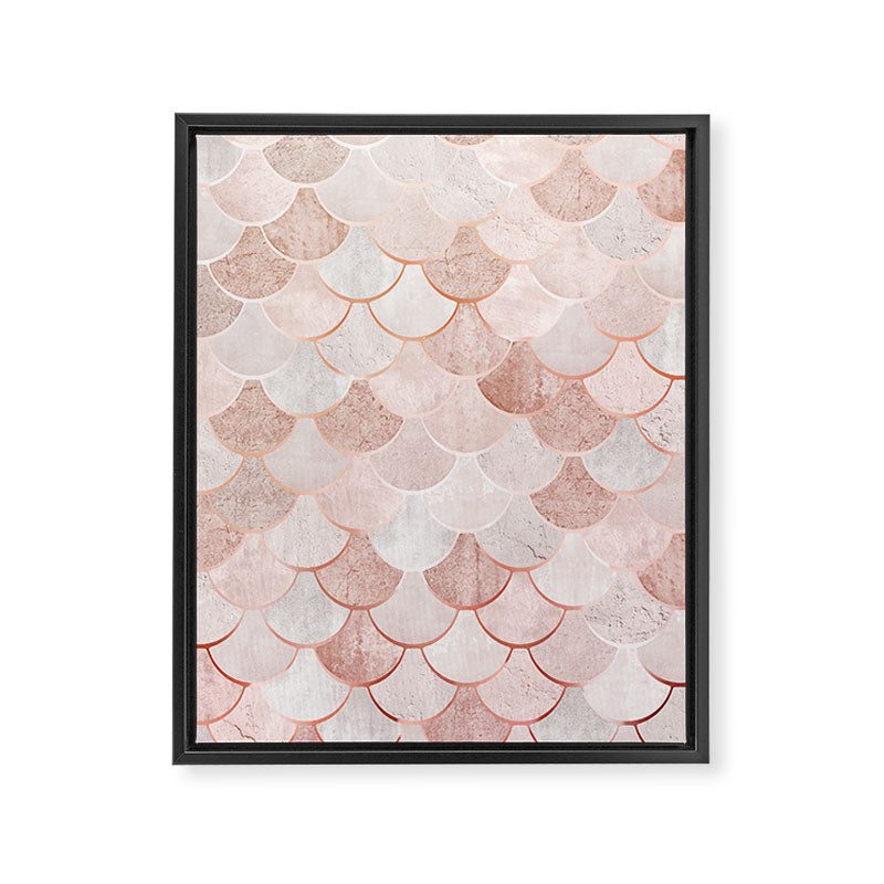 Mermaid Pattern, Pink Aesthetic Framed Canvas Print Gallery Image 8