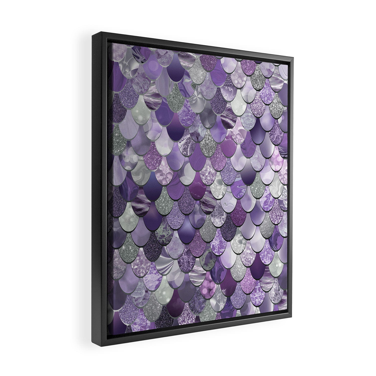 Mermaid Purple and Silver Framed Canvas Print Gallery Image 2