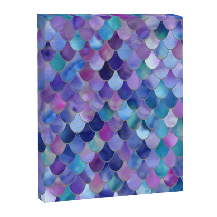Mermaid Scales Art, Purple, Pink, Teal, Blue, Green Canvas Print Gallery Image 1