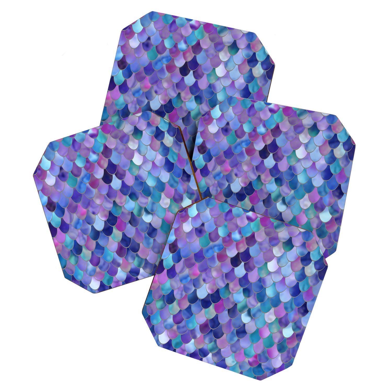 Mermaid Scales Art, Purple, Pink, Teal, Blue, Green Coaster Gallery Image 1
