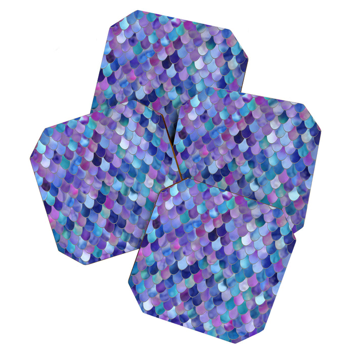 Mermaid Scales Art, Purple, Pink, Teal, Blue, Green Coaster Gallery Image 1