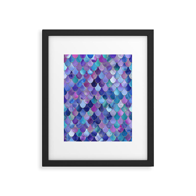 Mermaid Scales Art, Purple, Pink, Teal, Blue, Green Framed Art Print Gallery Image 6