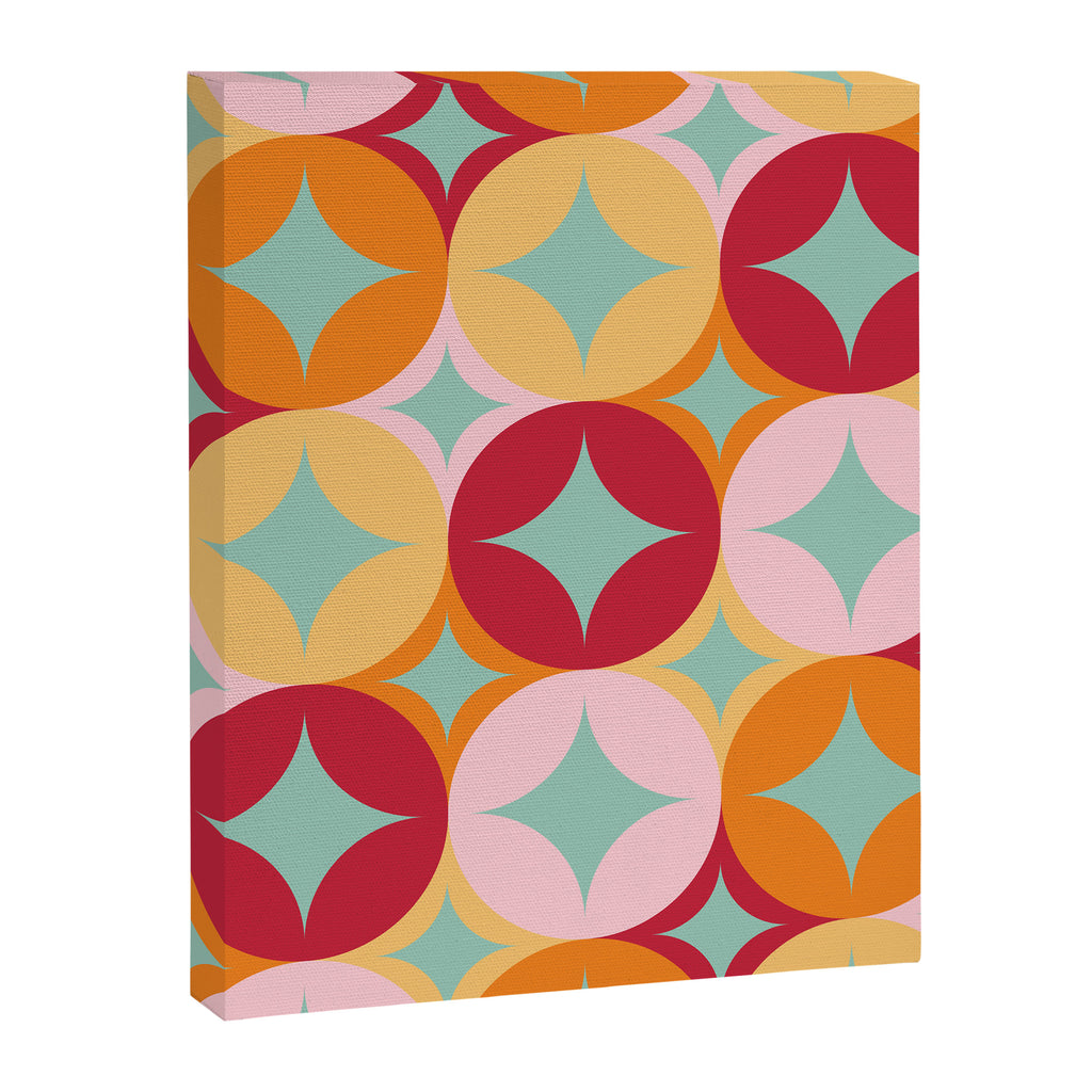 Merry and Bright, Christmas, Retro Art, Orange, Pink, Red, Yellow, Teal Canvas Print Gallery Image 8