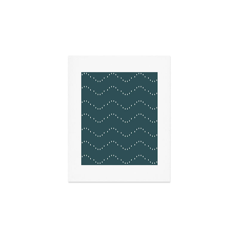 Minimal Boho Striped Teal Art Print Gallery Image 1