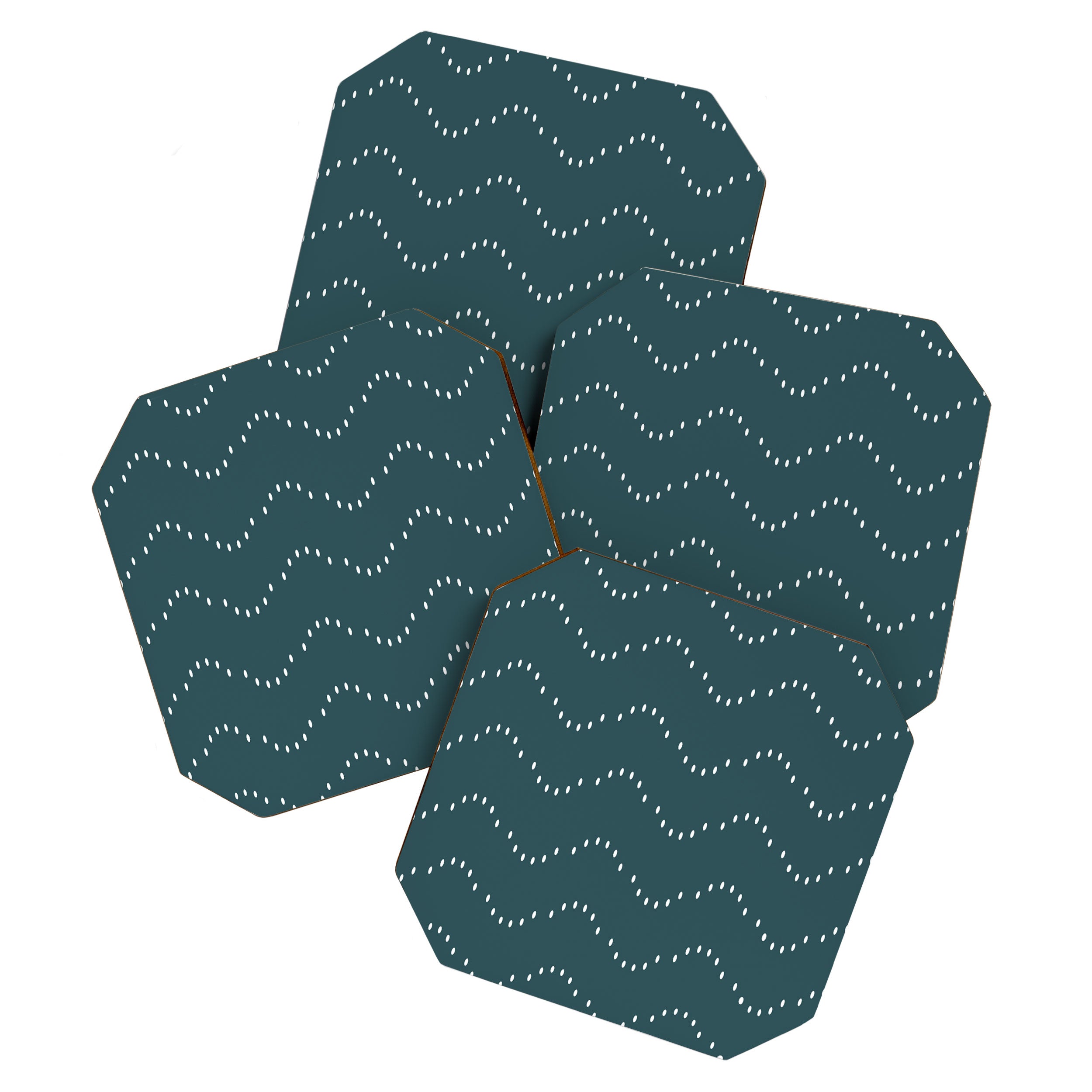 Minimal Boho Striped Teal Coaster Gallery Image 1