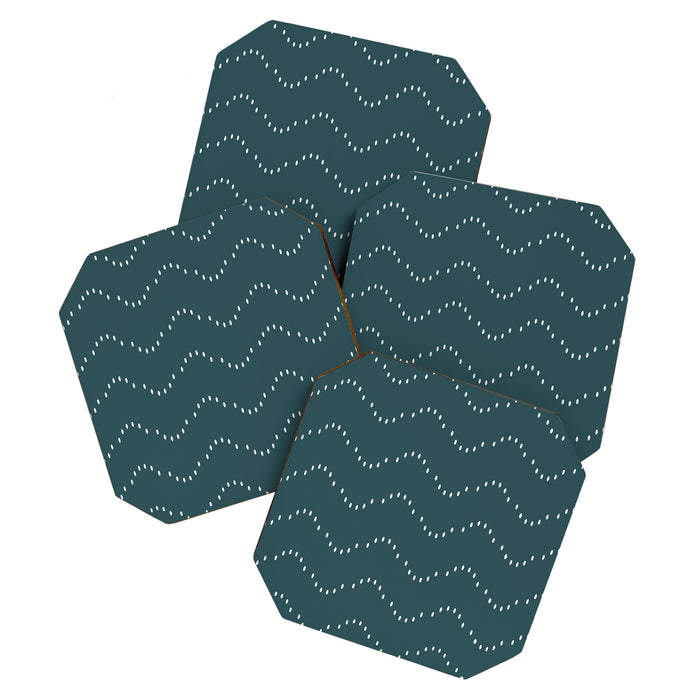 Minimal Boho Striped Teal Coaster Gallery Image 1