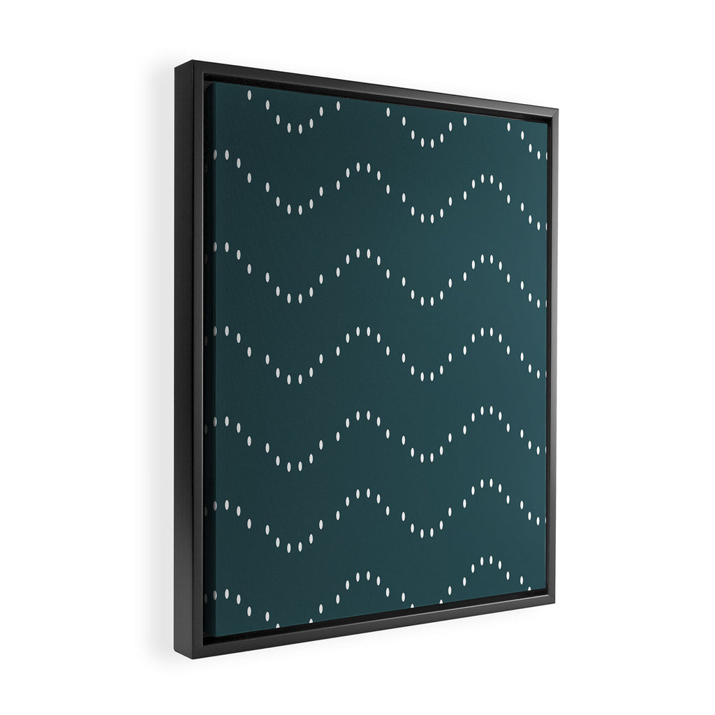 Minimal Boho Striped Teal Framed Canvas Print Gallery Image 2