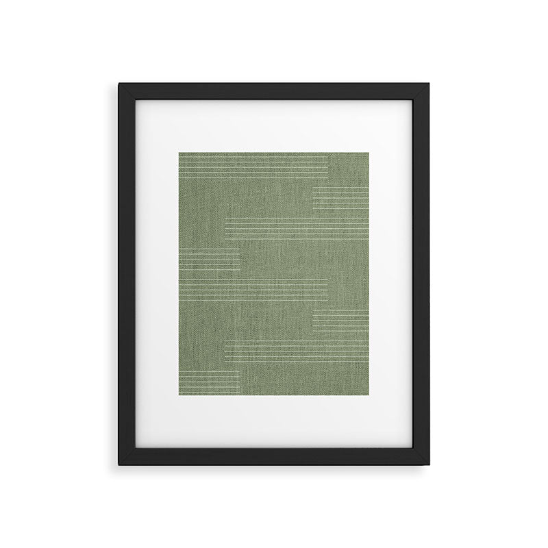 Minimal, Fine Stripe, Pattern, in Green Framed Art Print Gallery Image 6