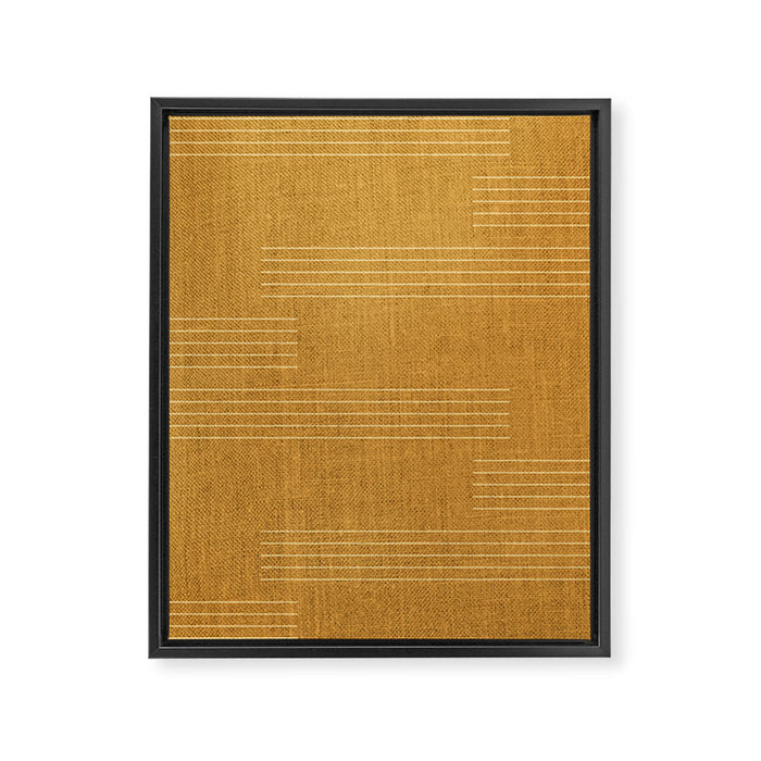 Minimal, Fine Stripe, Pattern, in Yellow Framed Canvas Print Gallery Image 1