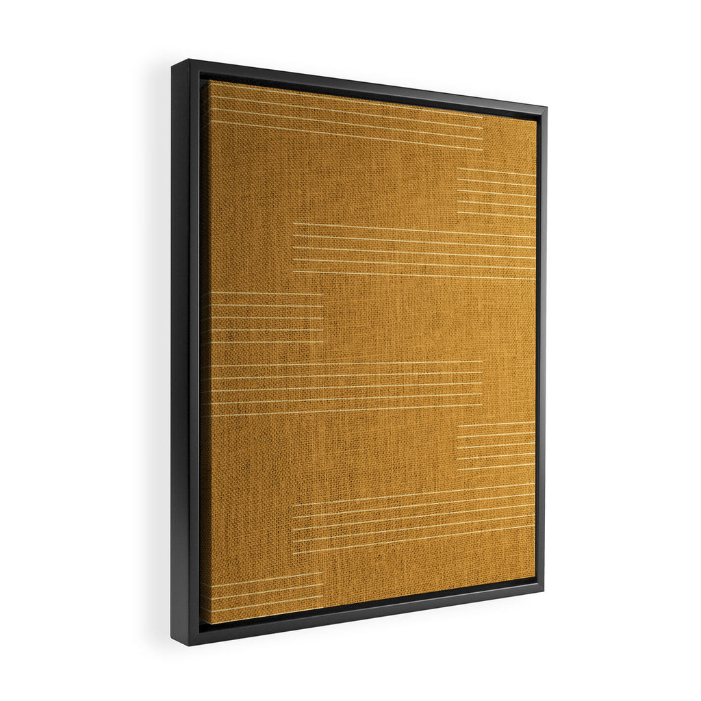 Minimal, Fine Stripe, Pattern, in Yellow Framed Canvas Print Gallery Image 2
