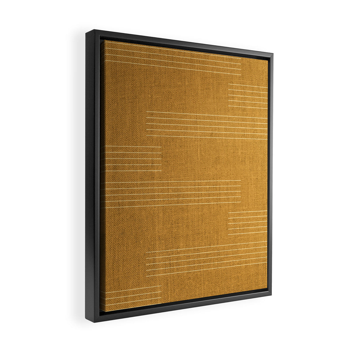 Minimal, Fine Stripe, Pattern, in Yellow Framed Canvas Print Gallery Image 2