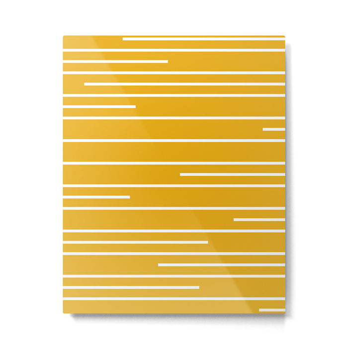 Minimal, Geometric Stripes Pattern in Yellow Metal Print Gallery Image 1