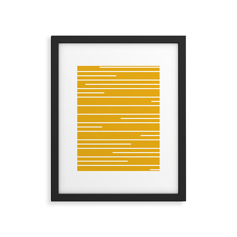 Minimal, Geometric Stripes Pattern in Yellow Framed Art Print Gallery Image 6