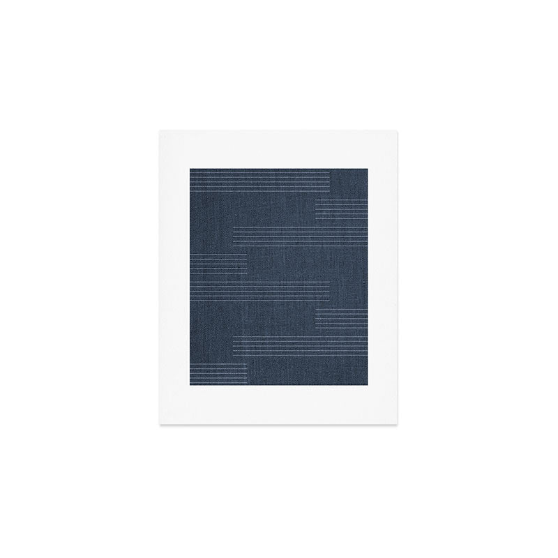 Minimal Striped Pattern, Navy Blue Art Print Gallery Image 1