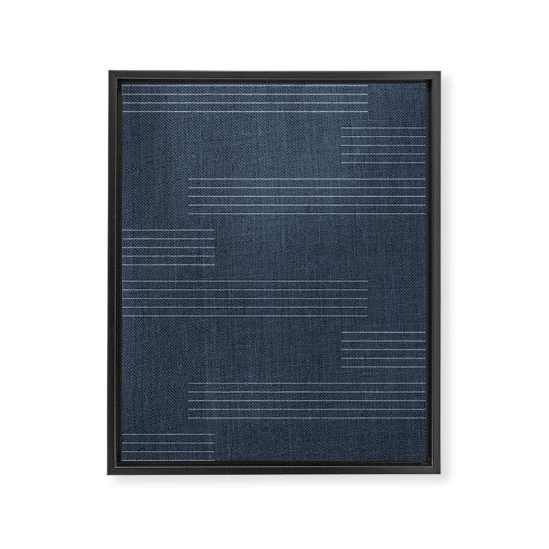 Minimal Striped Pattern, Navy Blue Framed Canvas Print Gallery Image 8
