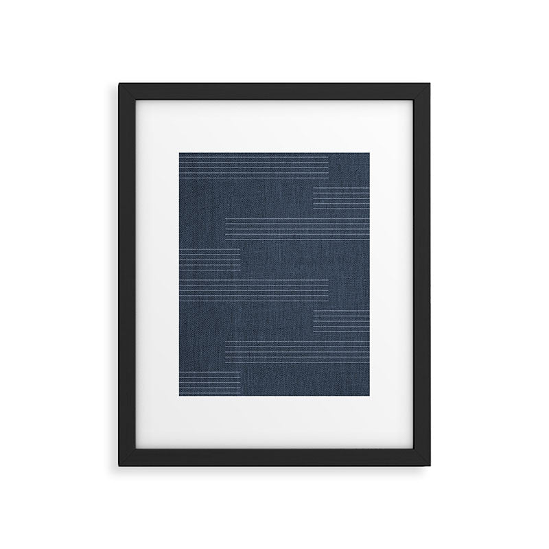 Minimal Striped Pattern, Navy Blue Framed Art Print Gallery Image 4