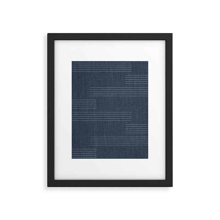 Minimal Striped Pattern, Navy Blue Framed Art Print Gallery Image 1