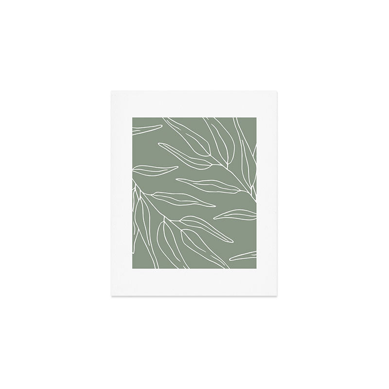Minimalist, Leaves, Green, Boho Wall Art Art Print Gallery Image 1