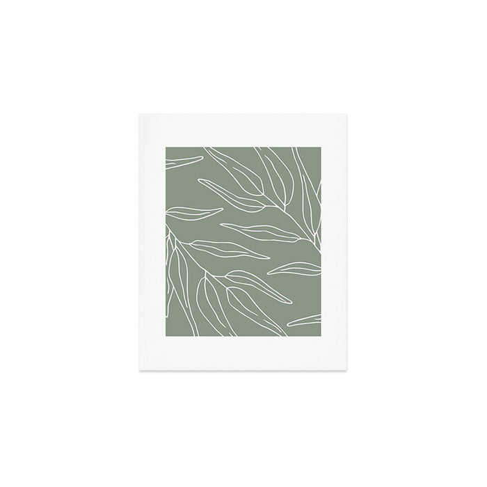 Minimalist, Leaves, Green, Boho Wall Art Art Print Gallery Image 1